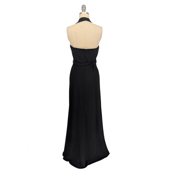 00127 WHBM Halter Wrap Maxi Dress Black size 4 classic party minimalist preppy - Picture 2 of 8